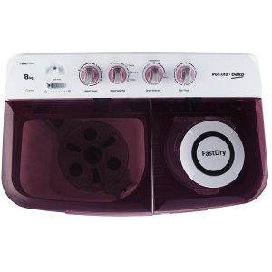 Voltas Beko 8 kg Semi Automatic Washing Machine (Burgundy) WTT80DBRT